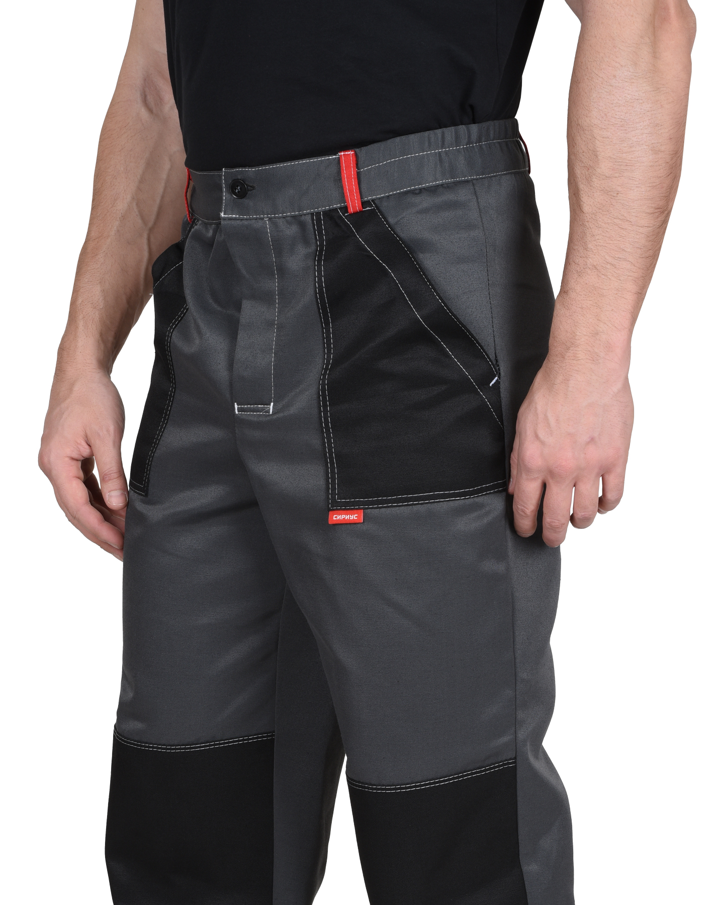 Костюм СИРИУС-ЛИГОР-2 куртка короткая, брюки, темно-серый с красным и черным, СОП Костюм СИРИУС-ЛИГОР-2 куртка короткая, брюки, темно-серый с красным и черным, СОП