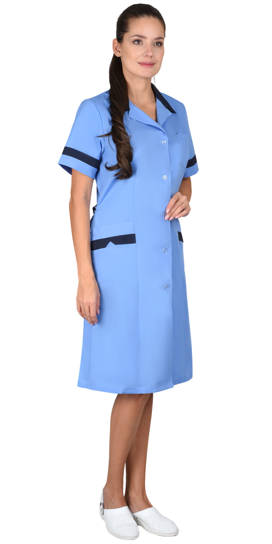 Халат СИРИУС-КЛАССИКА женский голубой с темно-синим Халат СИРИУС-КЛАССИКА женский голубой с темно-синим