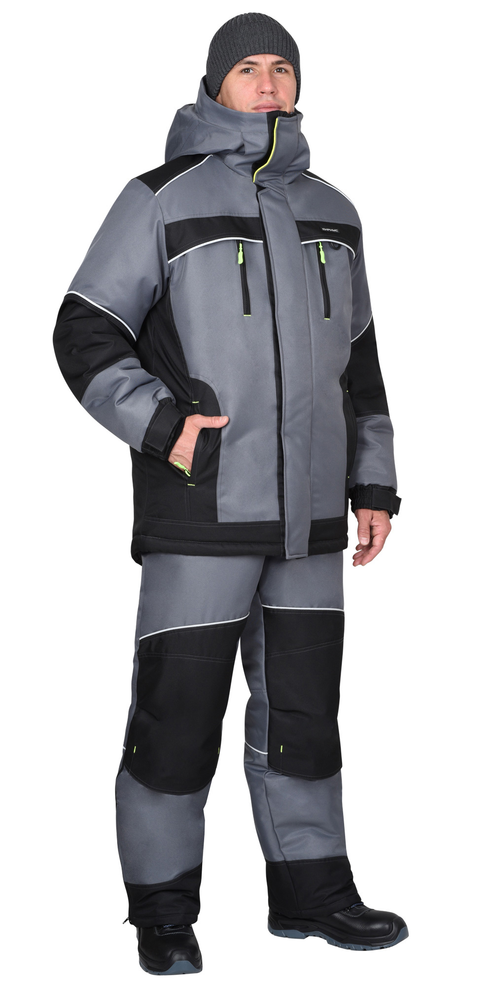 Костюм СИРИУС-АРКТИКА зимний, куртка дл., брюки, средне-серый с черным Костюм СИРИУС-АРКТИКА зимний, куртка дл., брюки, средне-серый с черным