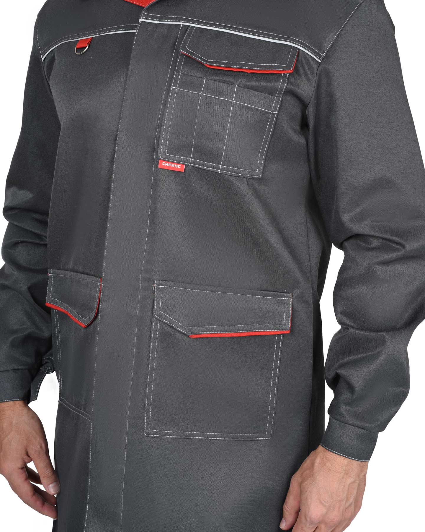 Халат СИРИУС-ФЛОРИДА мужской серый с красным Халат СИРИУС-ФЛОРИДА мужской серый с красным