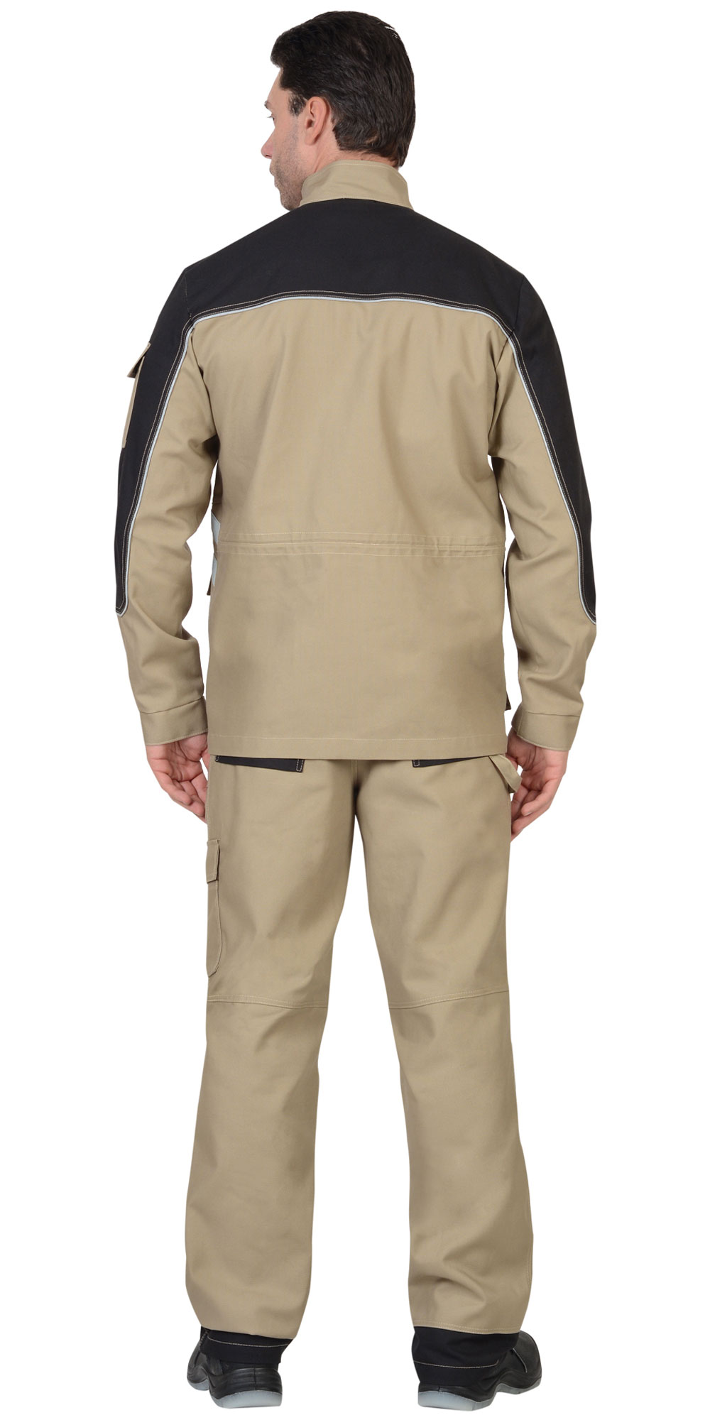 Костюм СИРИУС-ВЕСТ-ВОРК куртка дл, п/к песочный с черным пл. 275 г/кв.м Костюм СИРИУС-ВЕСТ-ВОРК куртка дл, п/к песочный с черным пл. 275 г/кв.м