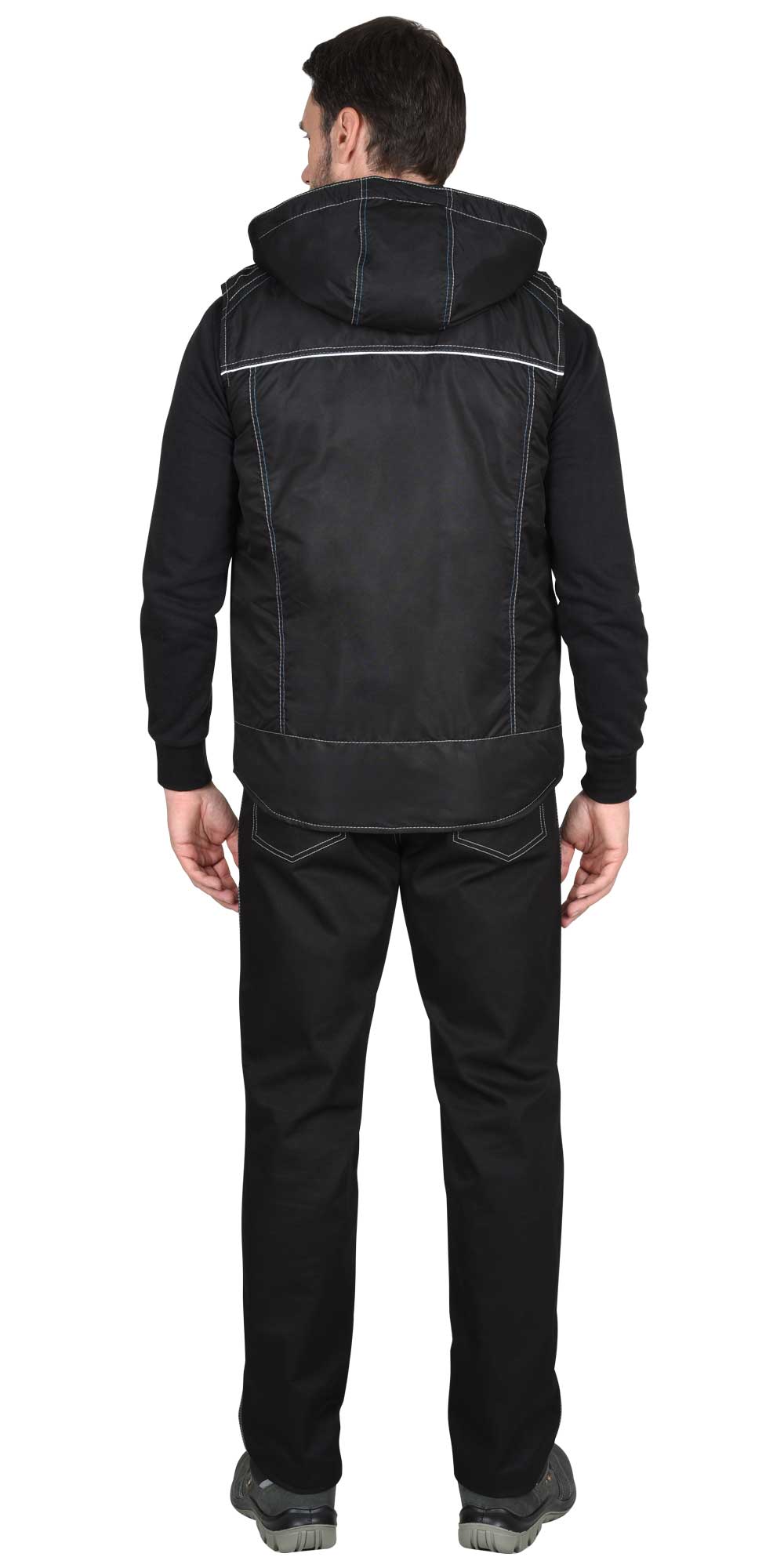 Жилет СИРИУС-АЛЕКС утепленный с капюшоном чёрный Жилет СИРИУС-АЛЕКС утепленный с капюшоном чёрный