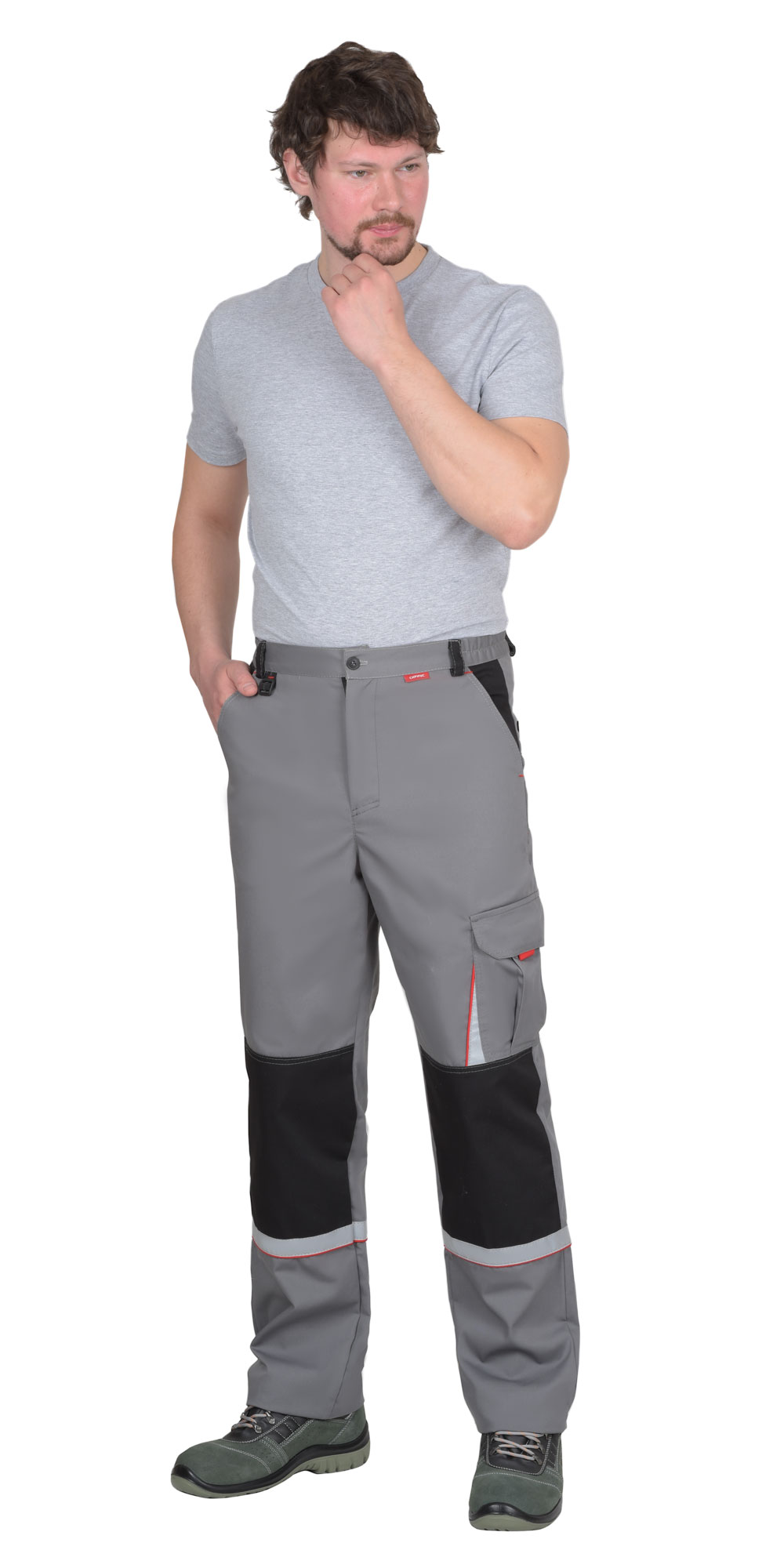 Брюки СИРИУС-СТАН ср-серые с черной и красной отделкой Брюки СИРИУС-СТАН ср-серые с черной и красной отделкой