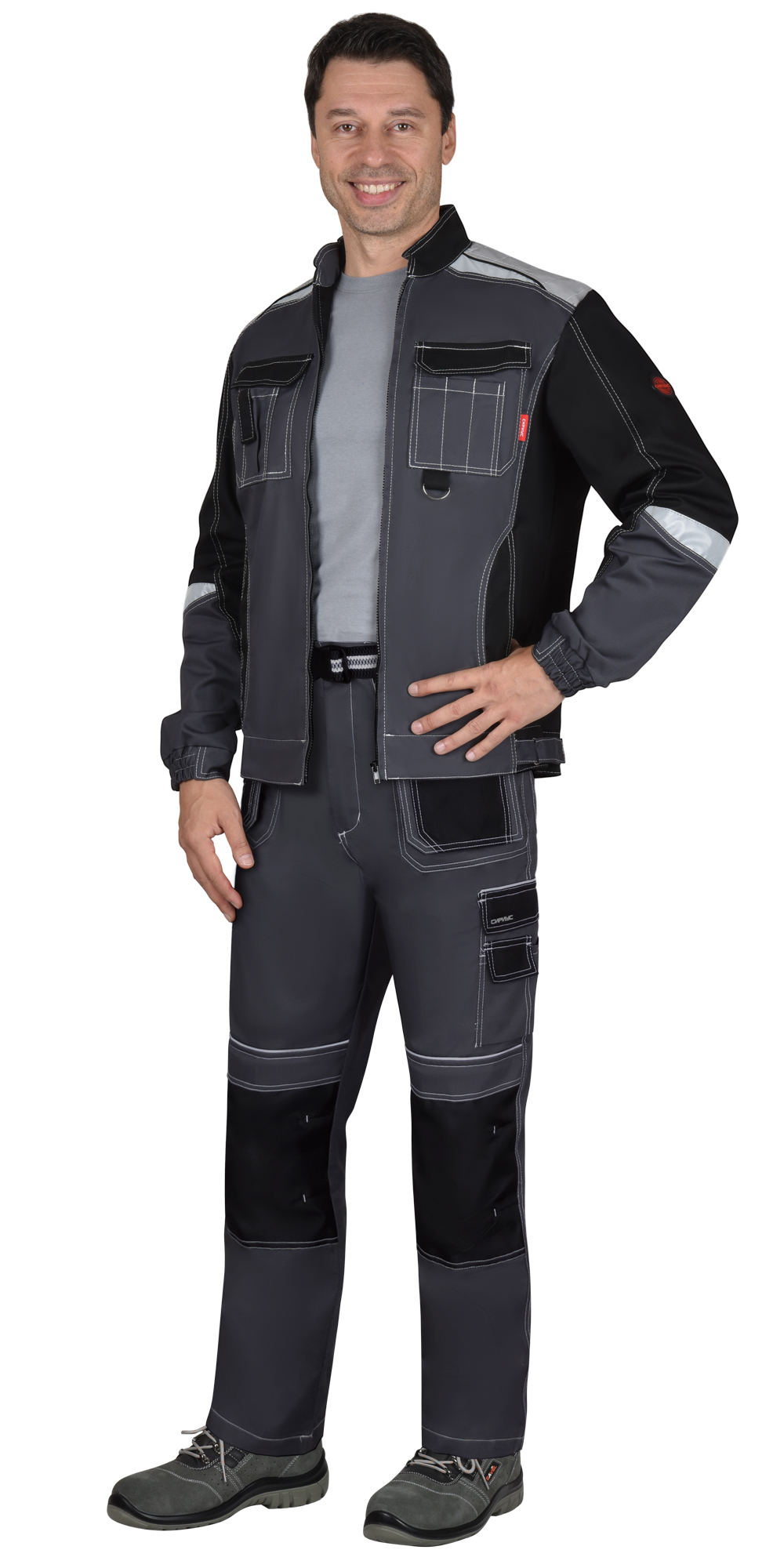 Костюм СИРИУС-МЕГА-ПРЕСТИЖ-Л куртка, брюки, темно-серый с черным Костюм СИРИУС-МЕГА-ПРЕСТИЖ-Л куртка, брюки, темно-серый с черным