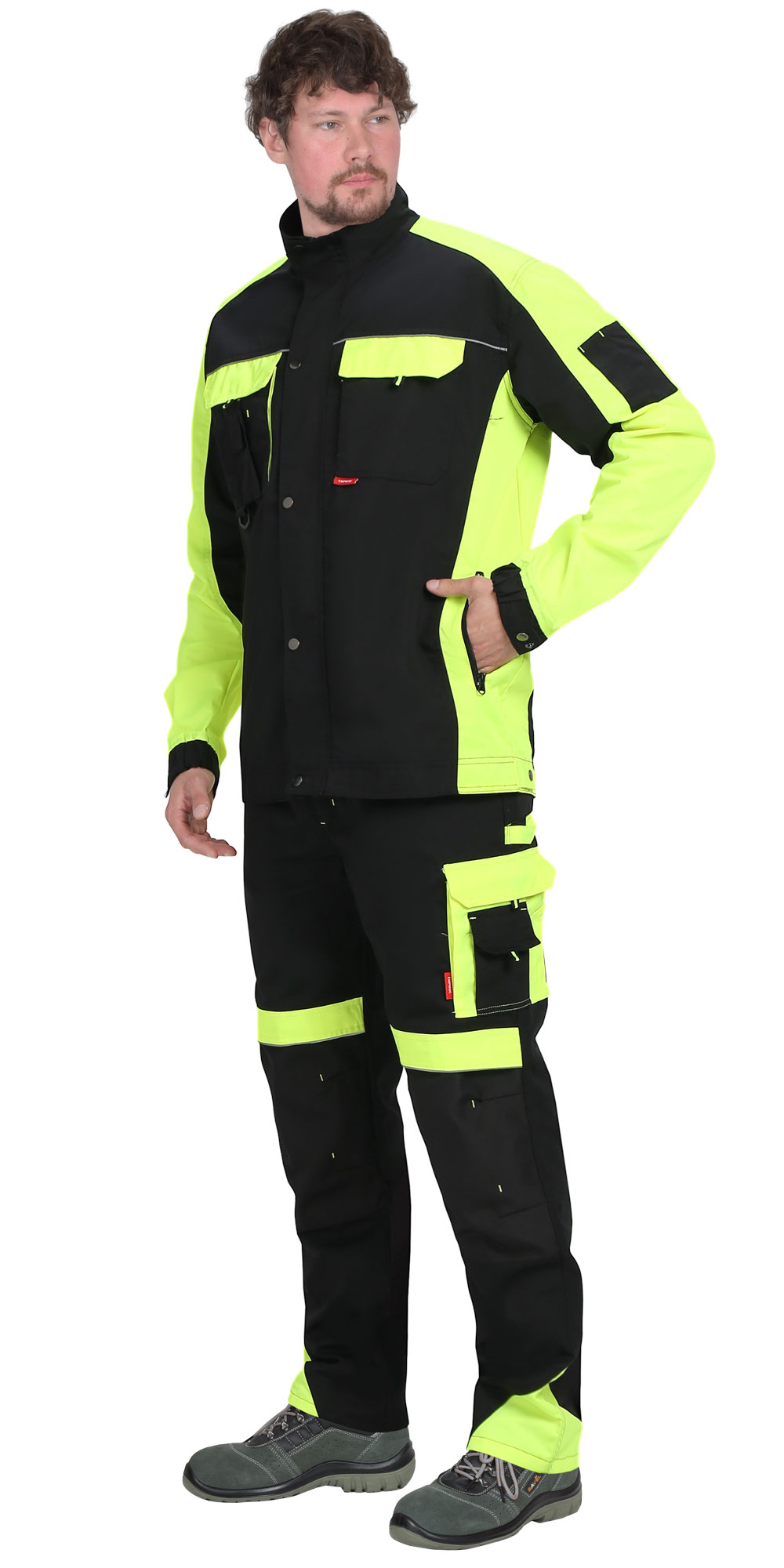 Костюм СИРИУС-ОНИКС куртка, брюки черный с лимонным Костюм СИРИУС-ОНИКС куртка, брюки черный с лимонным