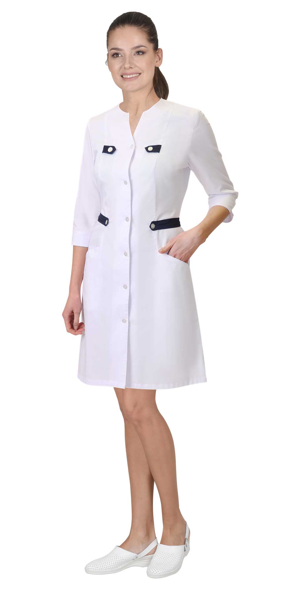 Халат СИРИУС-БРАЙТЛИ женский белый с синим Халат СИРИУС-БРАЙТЛИ женский белый с синим