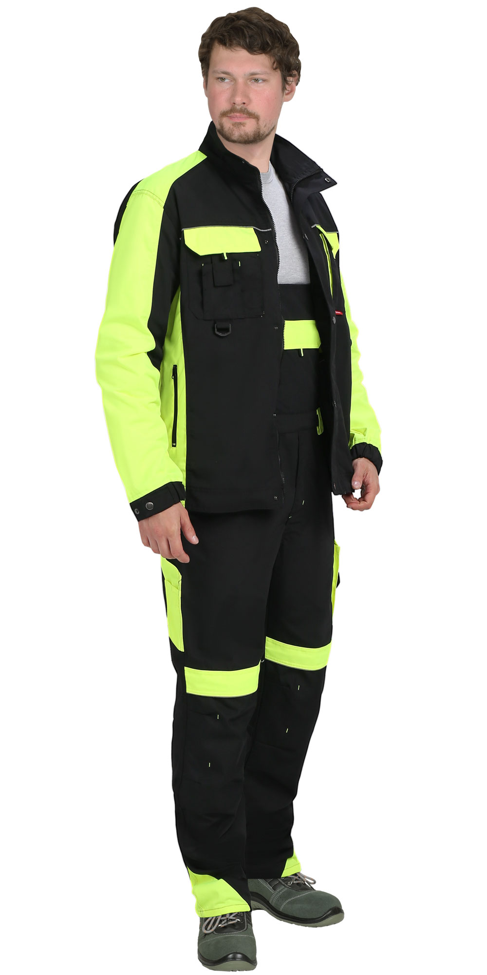 Костюм СИРИУС-ОНИКС куртка, п/к черный с лимонным Костюм СИРИУС-ОНИКС куртка, п/к черный с лимонным