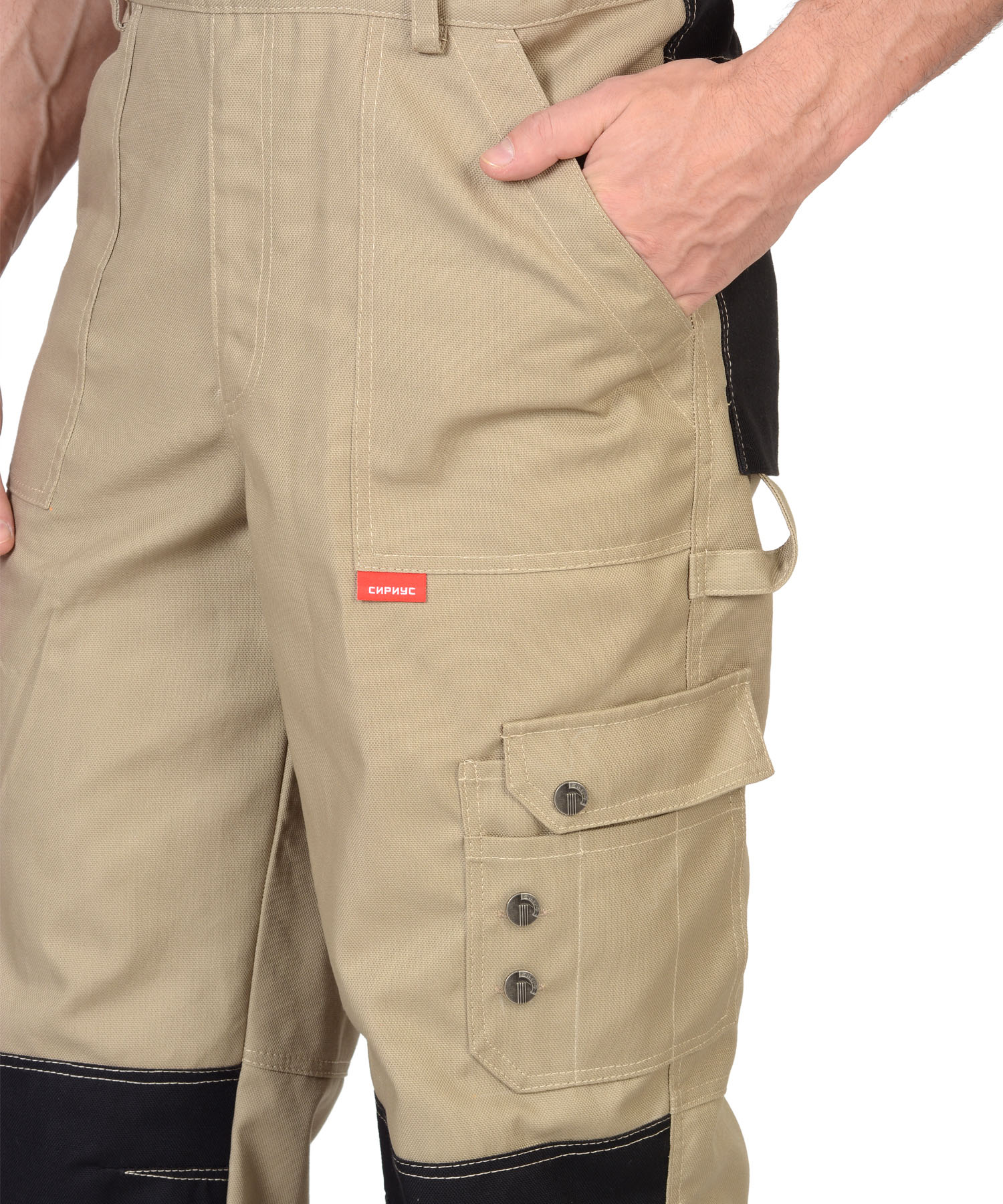 Полукомбинезон СИРИУС-ВЕСТ-ВОРК бежевый с черным пл. 275 г/кв.м Полукомбинезон СИРИУС-ВЕСТ-ВОРК бежевый с черным пл. 275 г/кв.м