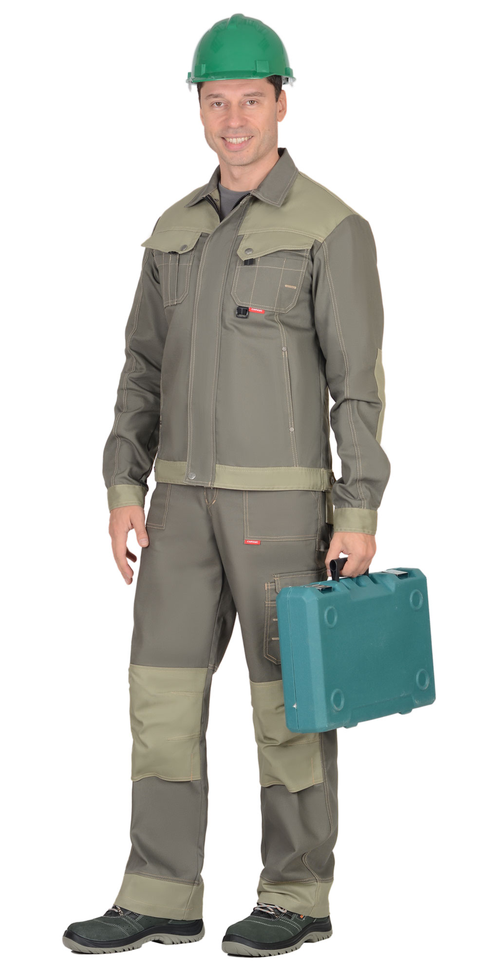 Костюм СИРИУС-ВЕСТ-ВОРК куртка кор., п/к т.оливковый со св.оливковым пл. 275 г/кв.м Костюм СИРИУС-ВЕСТ-ВОРК куртка кор., п/к т.оливковый со св.оливковым пл. 275 г/кв.м