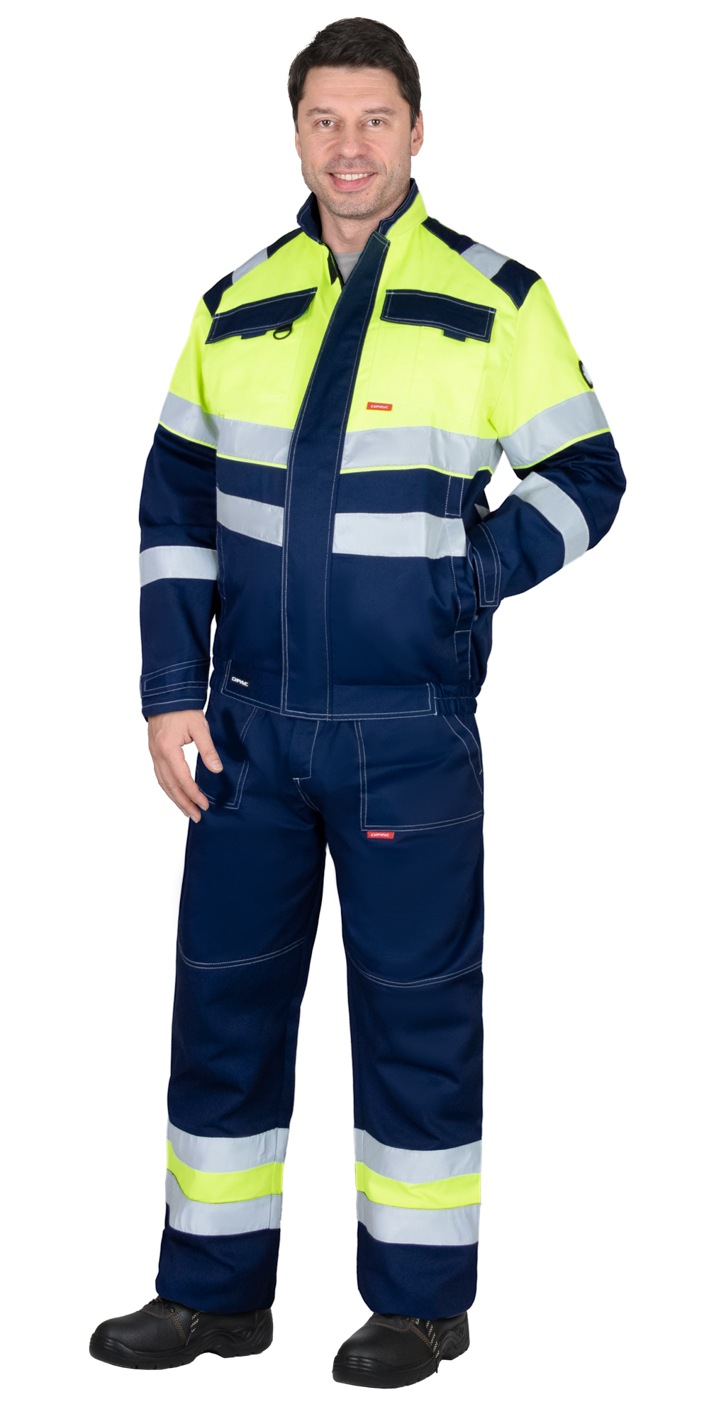 Костюм СИРИУС-НАВИГАТОР-2 куртка, брюки, синий с лимонным и СОП Костюм СИРИУС-НАВИГАТОР-2 куртка, брюки, синий с лимонным и СОП