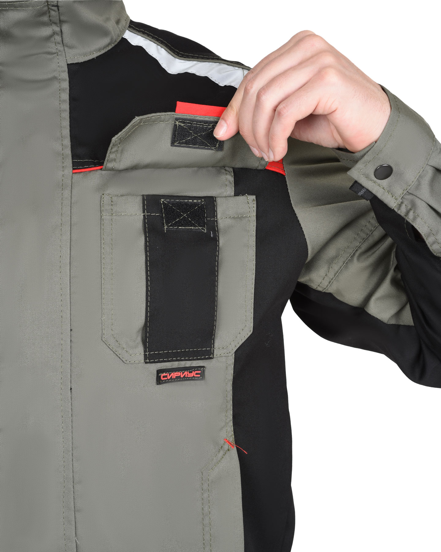 Костюм СИРИУС-СТАН куртка, брюки оливковый с черной и красной отделкой Костюм СИРИУС-СТАН куртка, брюки оливковый с черной и красной отделкой