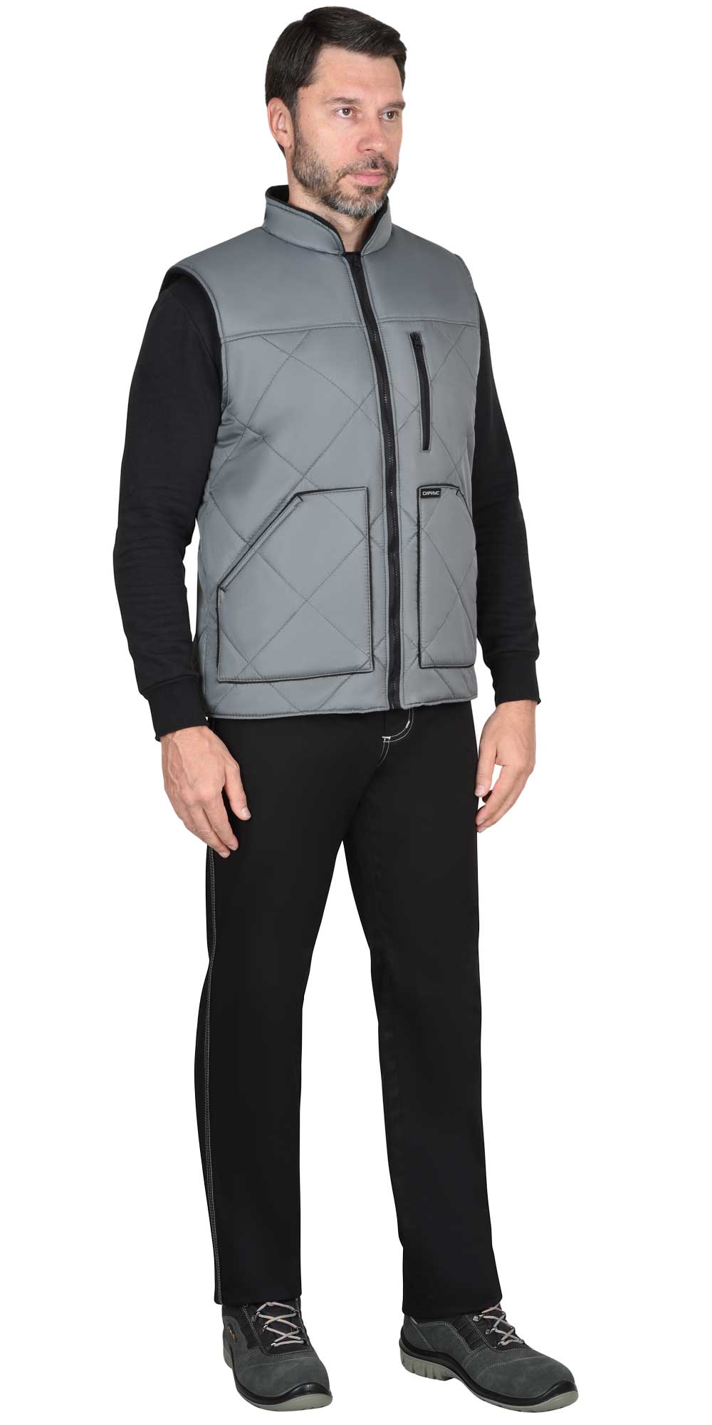 Жилет СИРИУС-ЕВРОПА удлиненный (на подкладке флис черный) графит Жилет СИРИУС-ЕВРОПА удлиненный (на подкладке флис черный) графит