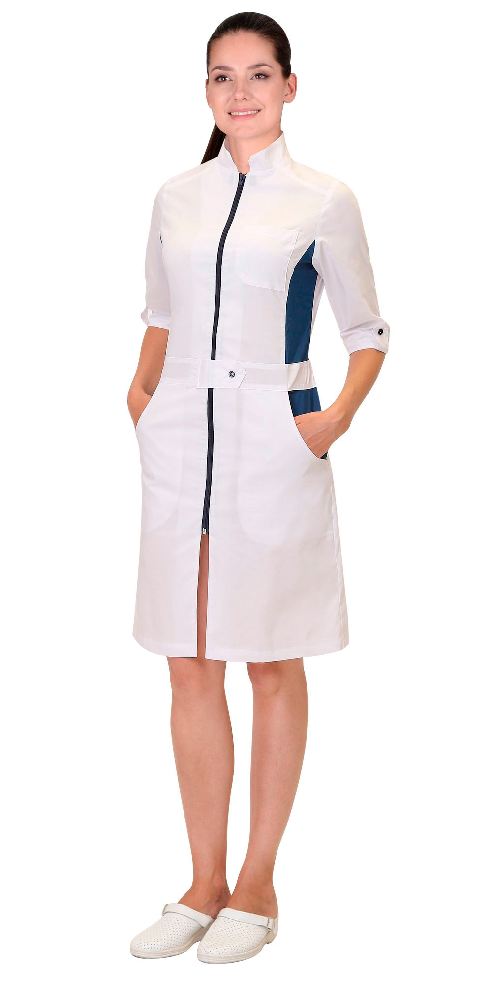 Халат СИРИУС-БАРБАРА женский белый с т-синим Халат СИРИУС-БАРБАРА женский белый с т-синим